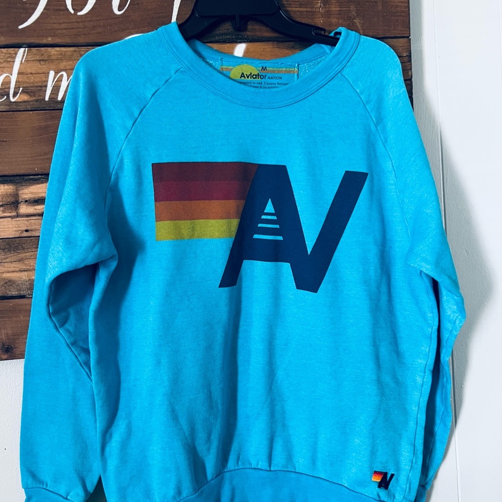 Aviator Nation Vibrant Blue Crewneck Sweater